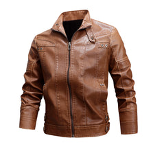 Load image into Gallery viewer, Kenntrice Motorcycle Leather Jacket Men Slim Faux Fur Coats
