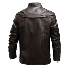 Load image into Gallery viewer, Kenntrice Motorcycle Leather Jacket Men Slim Faux Fur Coats
